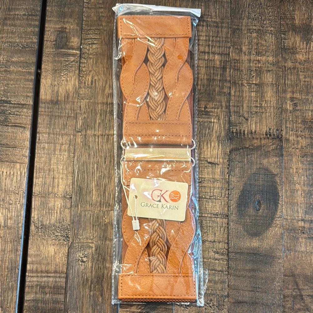 Grace Karin Tan Braided Belt